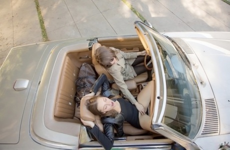 Сексуальная цыпочка Дэни Дэниелс целуется со своей подругой лесбиянкой на открытом воздухе картинка 3